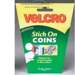 Velcro Velcoins Self Adhesive Discs- white