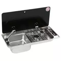 CAN Randi Hob ~~~ LH Sink 716 x 340mm (Single Glass Lid / 2 Burners / Piezo)