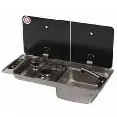 CAN Randi Hob ~~~ RH Sink 716 x 340mm (Double Glass Lid / 2 Burners / Piezo)