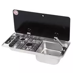 CAN Randi Hob ~~~ RH Sink 716 x 340mm (Single Glass Lid / 2 Burners / Piezo)