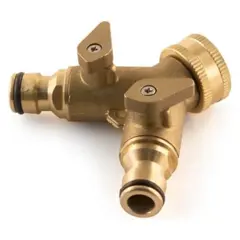 Dual Garden Hose Tap Connector - 3/4$$$ Brass