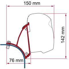 Fiamma F43 Bracket for VW T5/T6 Transporter Lift Roof LHD - Deep Black