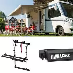 Fiamma F80S Awning, Fixing Bracket, Bike Carrier Bundle for Fiat Ducato L3 H2 Vans