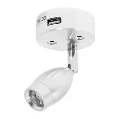 Vechline Vega 3w Touch Spotlight With 2 Amp Usb Socket Silver