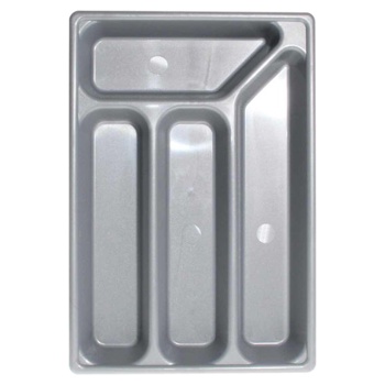 AG Plastic Cutlery Tray with 4 Compartments 356 x 243mm (Silver)