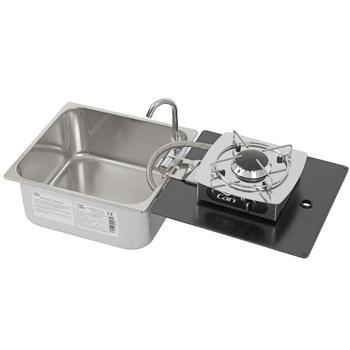 CAN Foldy Hob & Sink Unit with Glass Lid 350 x 320mm (1 Burner / Manual Ignition)
