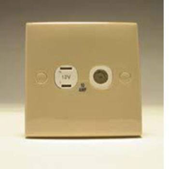 Square 2 Pin and Coaxial Socket Beige