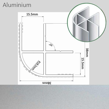 Morland Corner Profile Aluminium Finish 38 x 38 x 2200mm