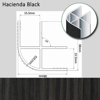 Morland Corner Profile Hacienda Black Finish 38 x 38 x 2200mm