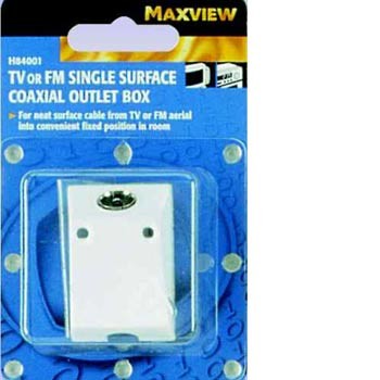 Maxview TV or FM Single Surface Coaxial Outlet Box (Blister Pack)