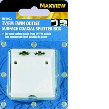Maxview TV/FM Twin Outlet Surface Coaxial Splitter Box