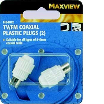 Maxview TV/FM Coxial Plastic Plugs - Blister Pack of 2