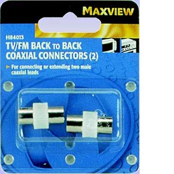 Maxview TV/FM Back to Back Coaxial Connectors - Blister Pack of 2