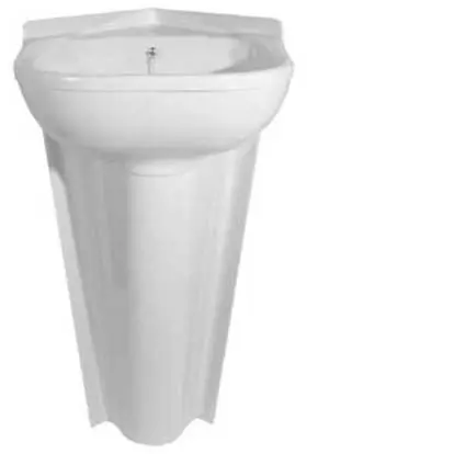 Corner Inset Basin Sink Plastic Pedestal White Pedestal