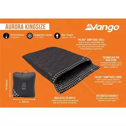 Vango Aurora Kingsize Sleeping Bag Sleeping bags Leisureshopdirect