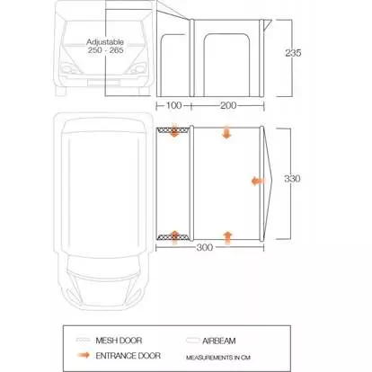 Vango Motor Montelena Fixed Awning X Large (265 280cm)