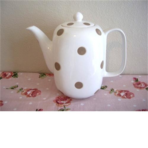 Teapot / Coffee Pot- White With Brown Spots image 1