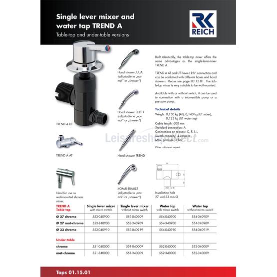 Reich Trend A Table Tap Shower Mixer - Chrome image 3