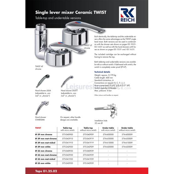 Reich Twist Table Top Mixer for all Showerheads (Chrome) image 2
