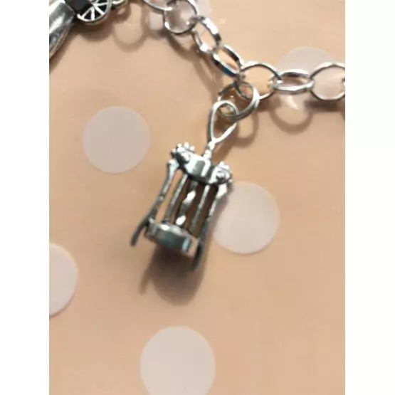 'home sweet motorhome' charm bracelet with wine bottle, wine glasses, gin bottle, cocktail, bottle opener and present charms Great gift image 4