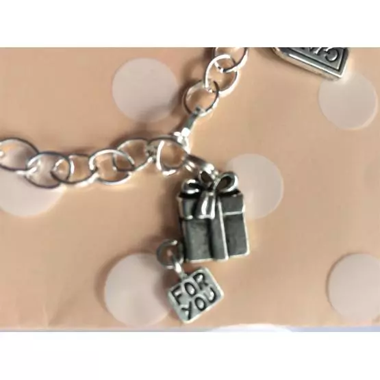 'home sweet motorhome' charm bracelet with wine bottle, wine glasses, gin bottle, cocktail, bottle opener and present charms Great gift image 9