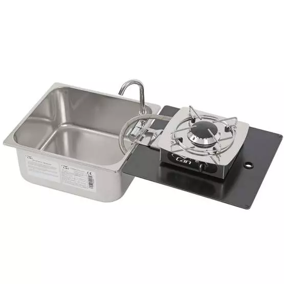 CAN Foldy Hob & Sink Unit with Glass Lid 350 x 320mm (1 Burner / Manual Ignition) image 1