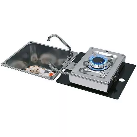 CAN Foldy Hob & Sink Unit with Glass Lid 350 x 320mm (1 Burner / Manual Ignition) image 2