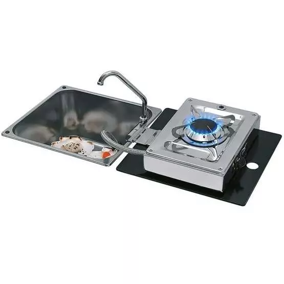 CAN Foldy Hob & Sink Unit with Glass Lid 350 x 320mm (1 Burner / Manual Ignition) Can Sinks