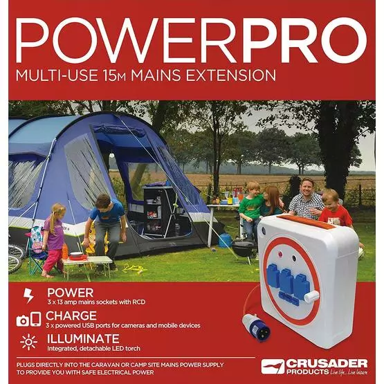 Crusader Powerpro Multi-Use 15m Extension Mobile Mains Reel Hook Up with RCD image 5