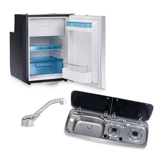 Dometic CRX50 Fridge, 9222 Hob/Sink Unit and Tap Bundle (Sink on Left) image 1