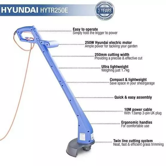Hyundai HYTR250E 250W 25cm Electric Grass Trimmer image 6