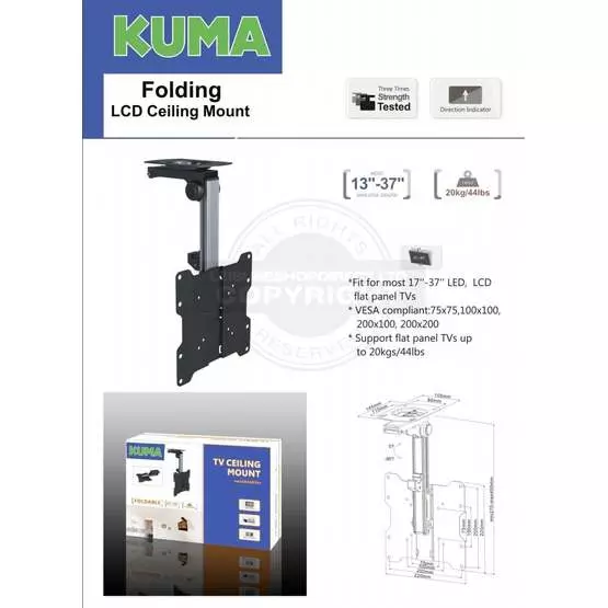 Kuma Locking Fully Rotating Flip-Down TV Bracket image 10