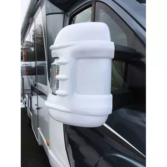 Milenco Motorhome Mirror Protectors White (Wide Arm) image 1