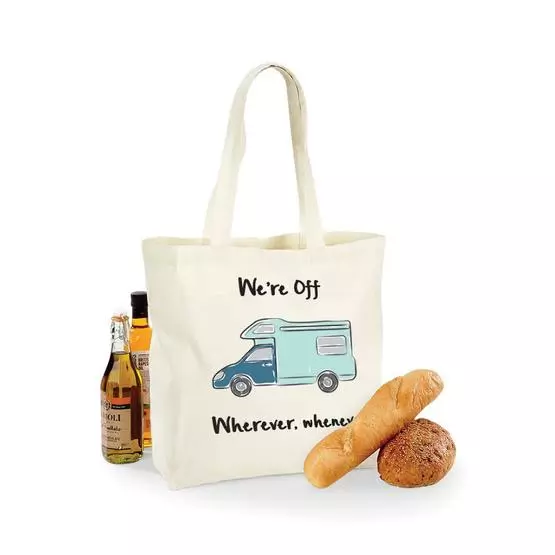 motorhome DESIGN MAXI SHOPPING BAG- WE'RE OFF, WHEREVER WHENEVER!- Motorhome sketch! FAB GIFT image 1
