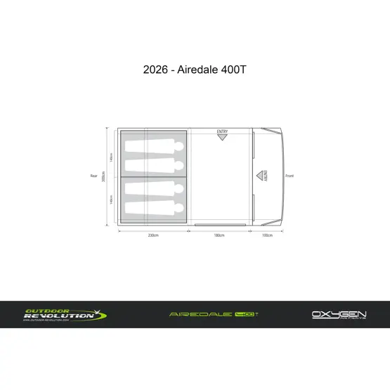 Outdoor Revolution Airedale 400T Air - 4 Man Tent dimensions