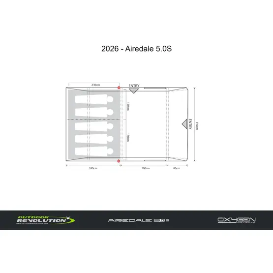 Outdoor Revolution Airedale 5.0S Air - 5 Man Tent dimensions