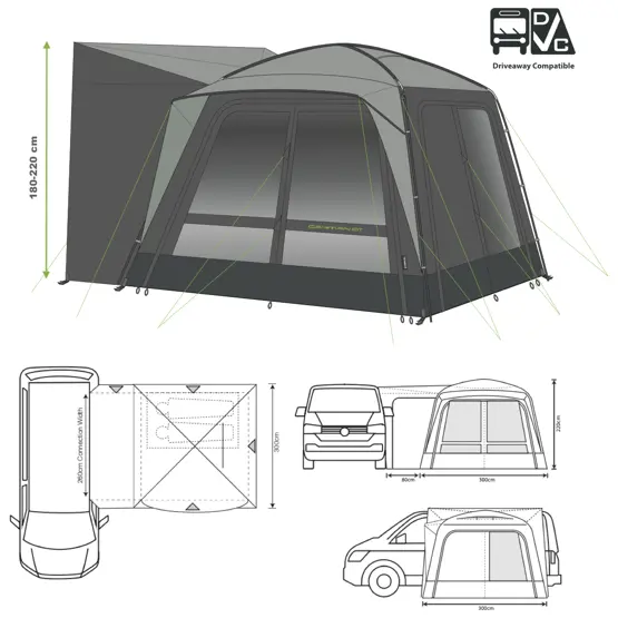 Outdoor Revolution Cayman DT Driveaway Awning - Low dimensions