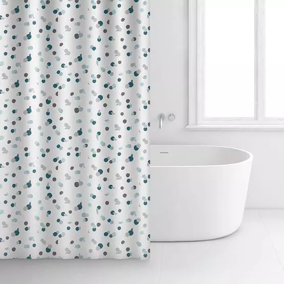 Rayen Shower Curtain White & Green Dot image 2