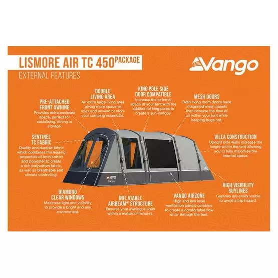 Vango Lismore Air TC 450 Family Tent Package Vango Tents