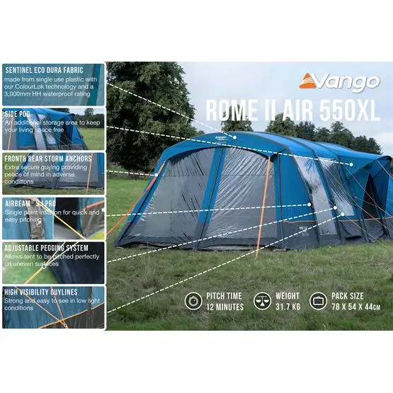 Vango Rome Air 550XL 5 man Family Tent Package (2023) image 7