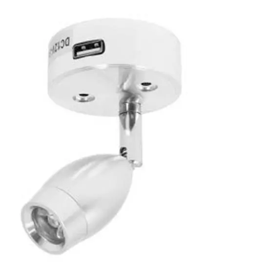 Vechline Vega 3w Touch Spotlight With 2 Amp Usb Socket Silver image 2