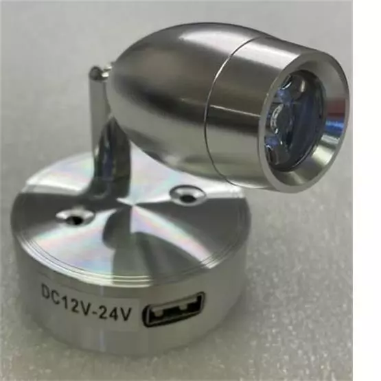 Vechline Vega 3w Touch Spotlight With 2 Amp Usb Socket Silver image 3